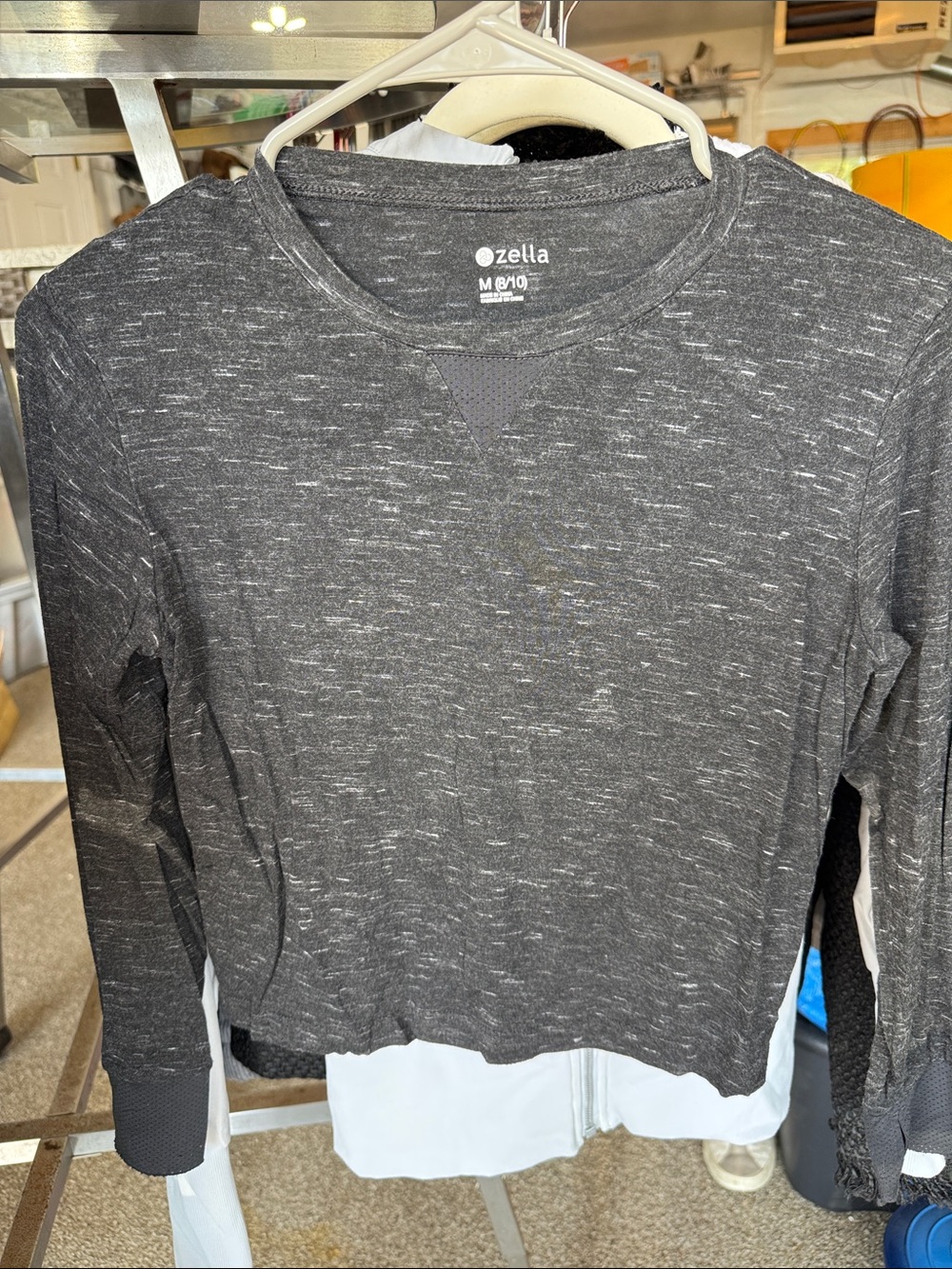 Zella Charcoal Marled Long Sleeve Crew Top